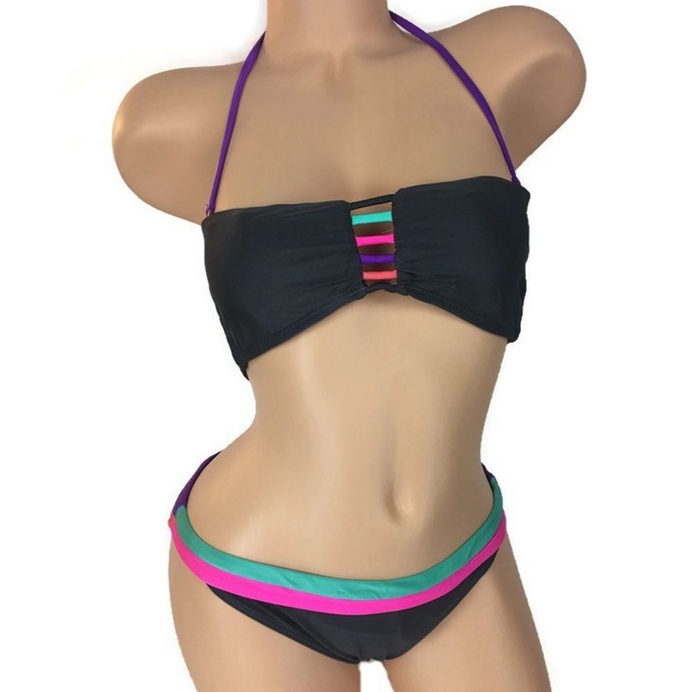 Raisins Multi-Color Bandeau Bikini Sz M